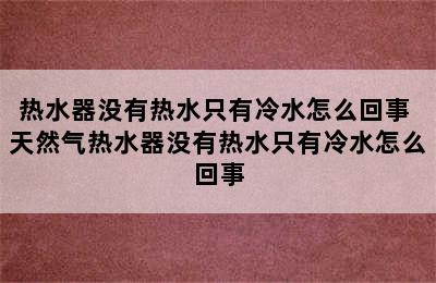 热水器没有热水只有冷水怎么回事 天然气热水器没有热水只有冷水怎么回事